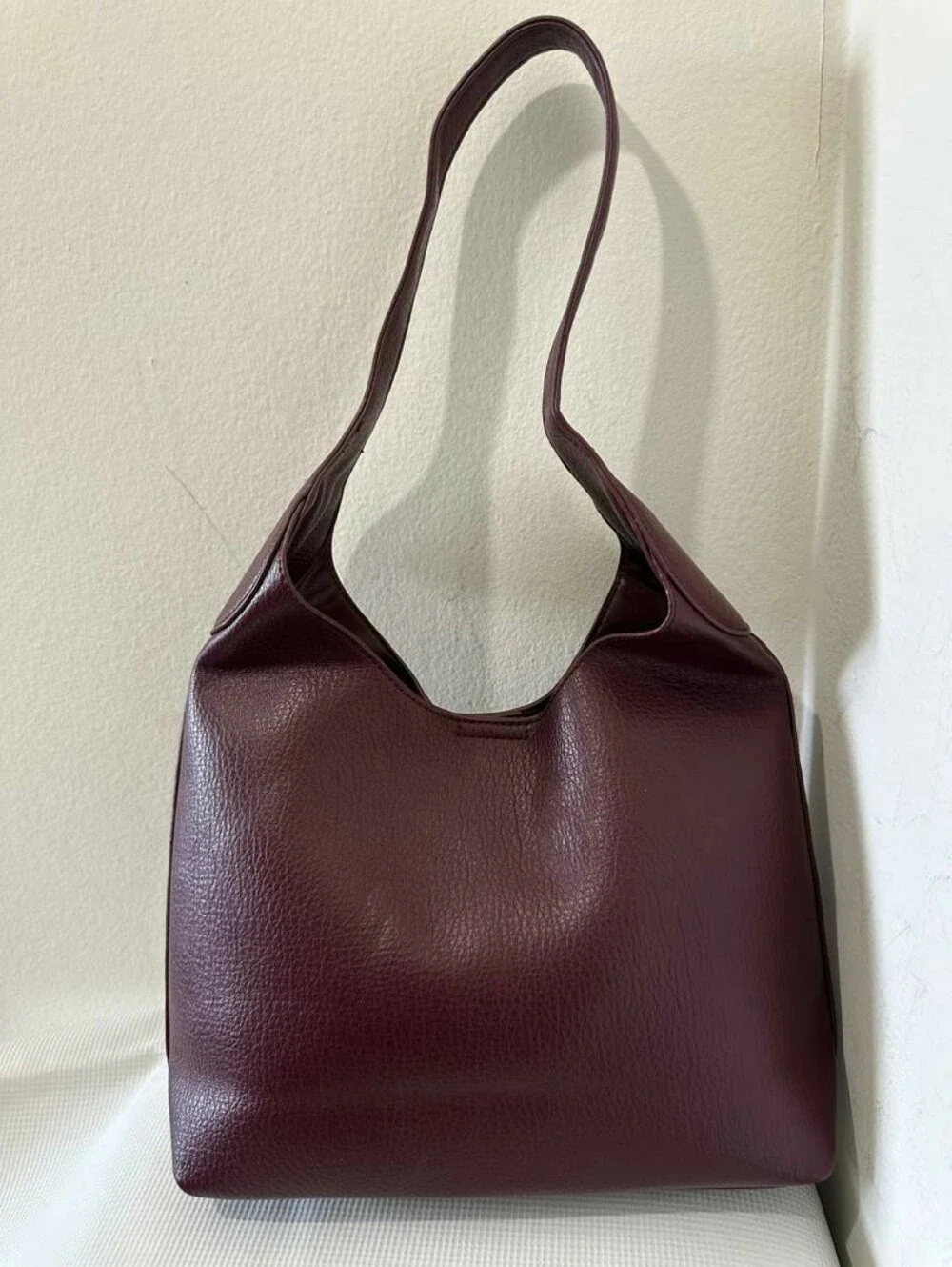 Hobo Dark Red Bags for Women Soft Vegan Leather Slouchy Tote Shoulder Handbag